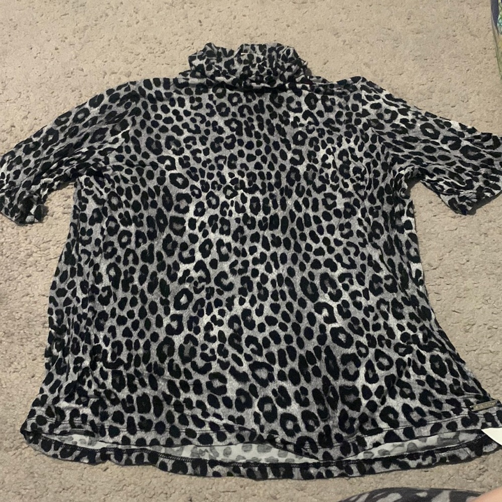 Michael Kors Leopard Print Turtleneck Tee